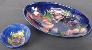 TWO VINTAGE MOORCROFT "HIBISCUS" & "PANSY" PATTERNS DISHES