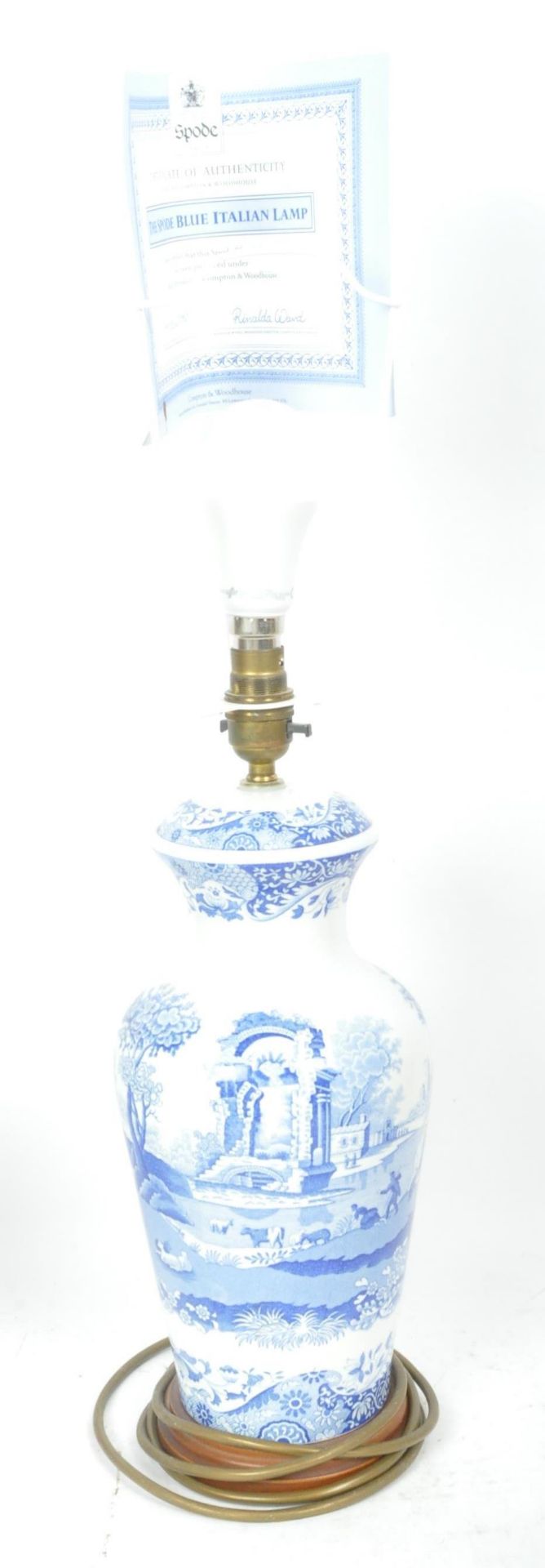 VINTAGE CERAMIC SPODE ITALIAN BLUE LAMP - WITH CERTIFICATE