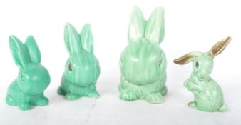 FOUR VINTAGE SYLVAC POTTERY BUNNY RABBIT FIGURINES