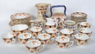 EARLY 20TH CENTURY CHINA TEA SERVICE WITH GILT DETAILING