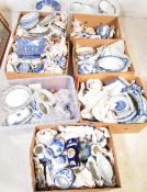 LARGE COLLECTION OF VICTORIAN 19TH CENTURY BLUE & WHITE CHINA
