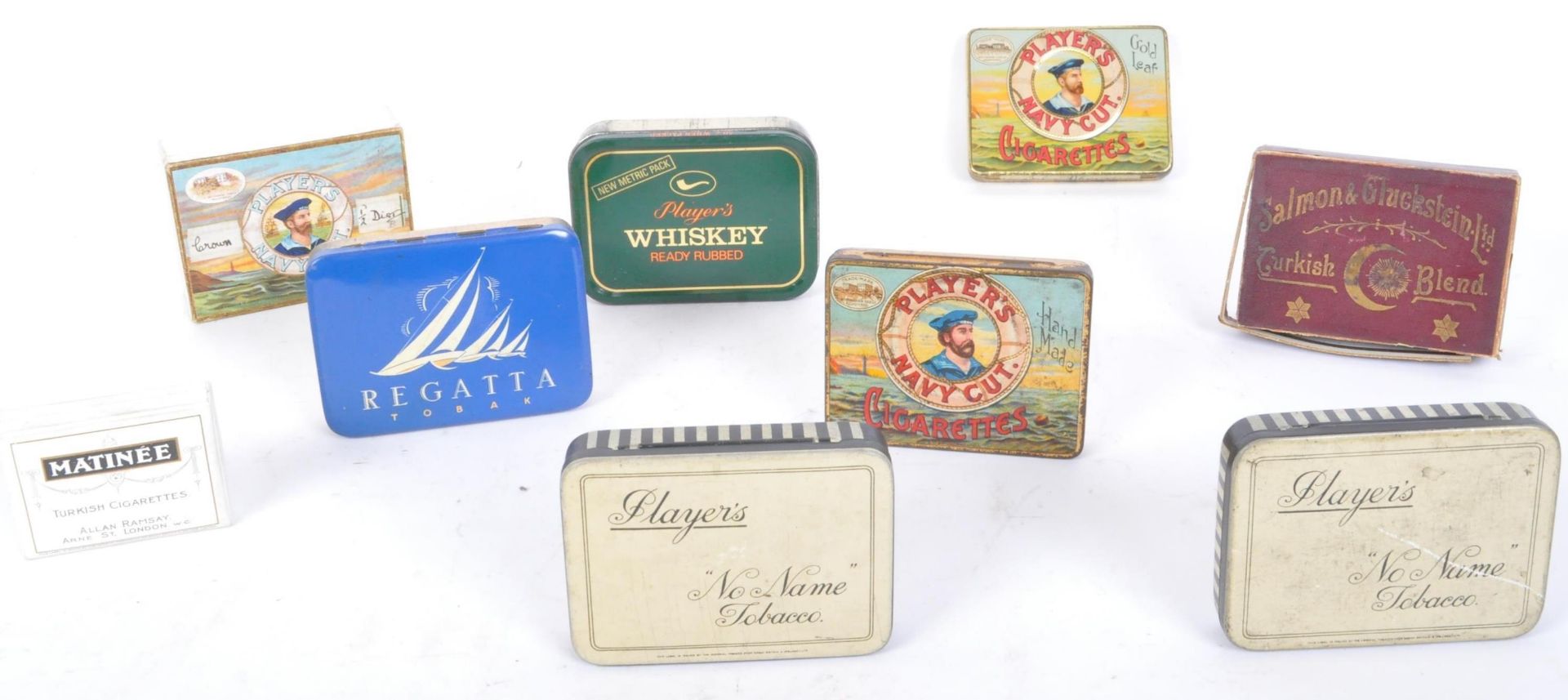COLLECTION OF CIGARETTE TINS - PLAYERS - REGATTA - MATINEE