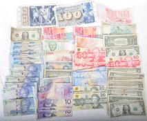 COLLECTION OF VINTAGE 20TH CENTURY INTERNATIONALLY CIRCULATED BANK NOTES