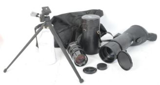 VINTAGE TAMRON MODEL CZ-150 CAMERA LENS WITH TRIPOD & TELESCOPE