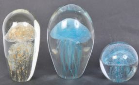 COLLECTION OF VINTAGE GLASS JELLYFISH PAPERWEIGHTS