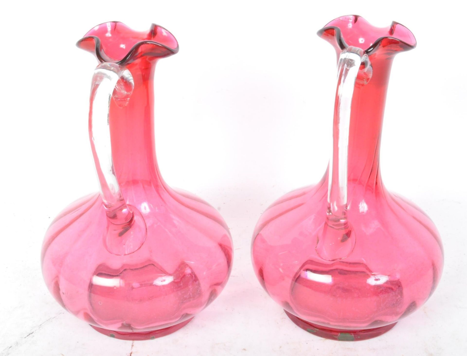 PAIR OF 19TH CENTURY CRANBERRY GLASS DECANTERS - Image 3 of 5