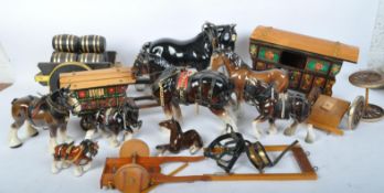 VINTAGE BONE CHINA HORSES & WAGONS - INCLUDE BESWICK