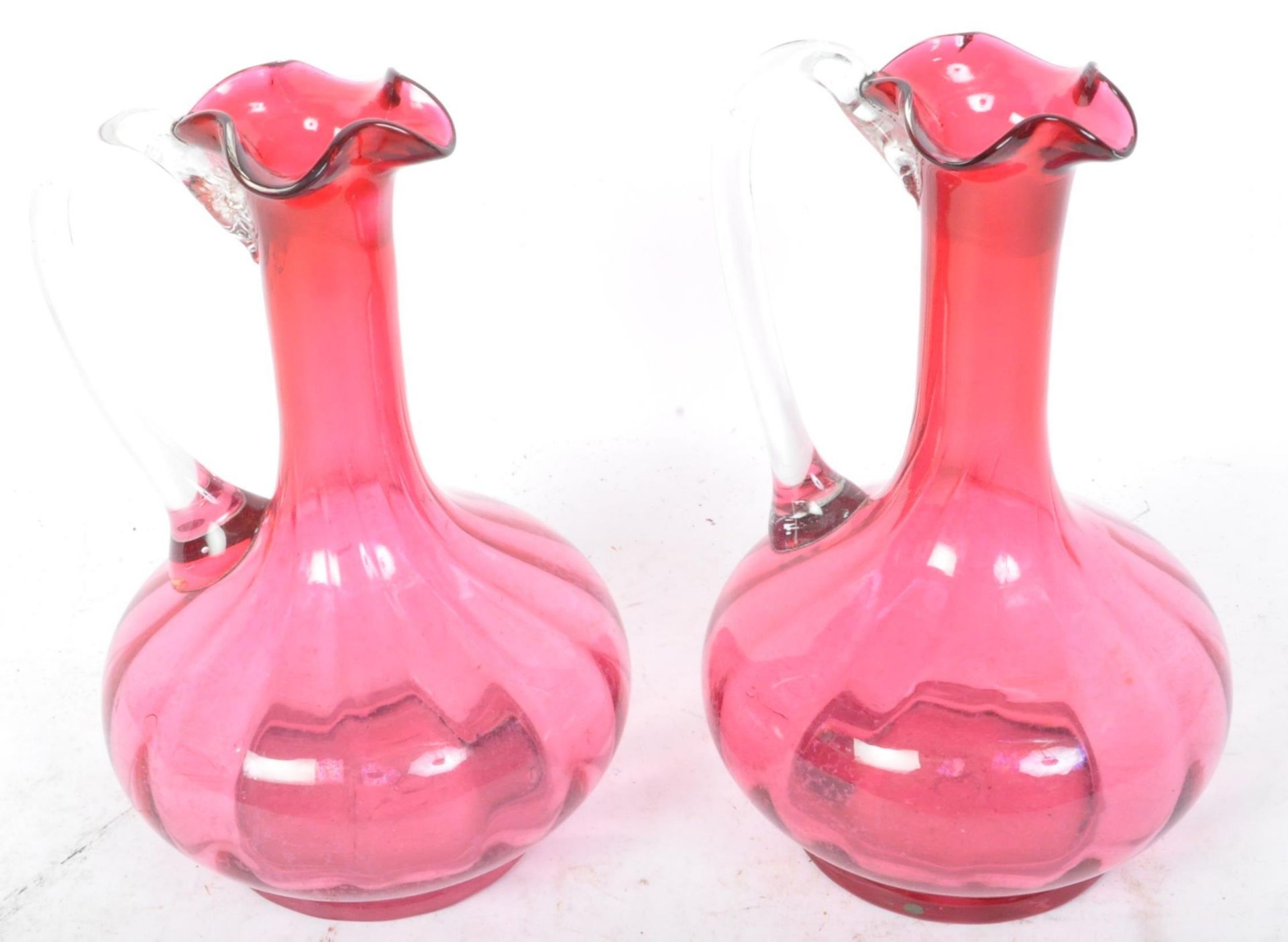 PAIR OF 19TH CENTURY CRANBERRY GLASS DECANTERS - Image 2 of 5