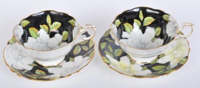 TWO MID 20TH CENTURY PARAGON PEONY CUPS & SAUCERS