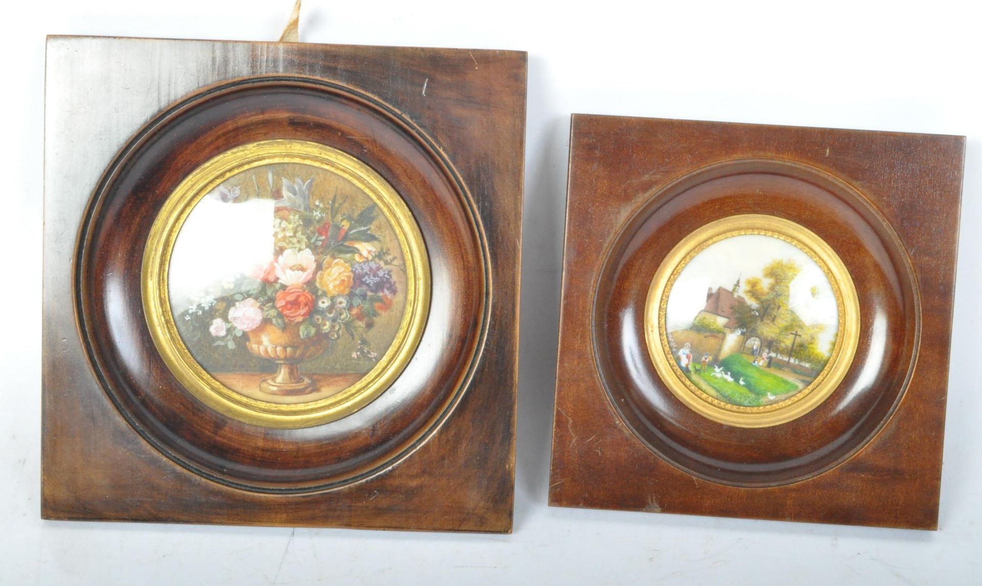 PAIR OF 20TH CENTURY MINIATURE WATERCOLOUR PAINTINGS