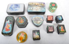 ELEVEN 20TH CENTURY RUSSIAN LACQUERED JEWELLERY BOXES