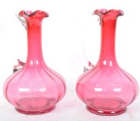 PAIR OF 19TH CENTURY CRANBERRY GLASS DECANTERS