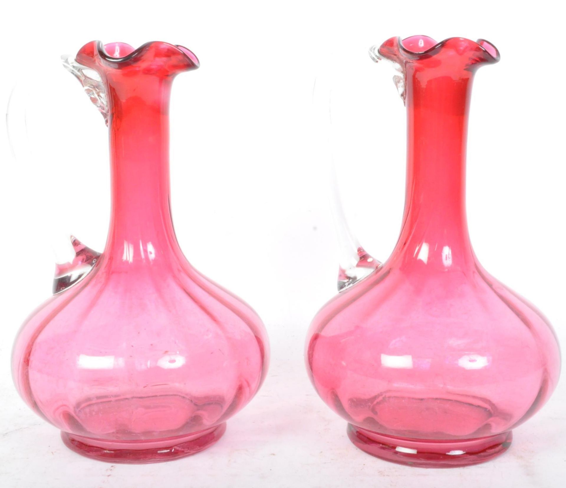 PAIR OF 19TH CENTURY CRANBERRY GLASS DECANTERS