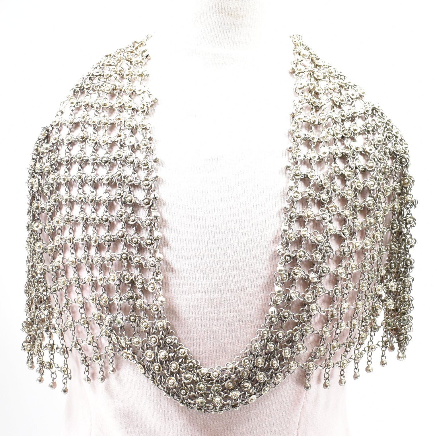 CHAINMAIL WHITE METAL BELLY DANCER TOP - Image 6 of 8
