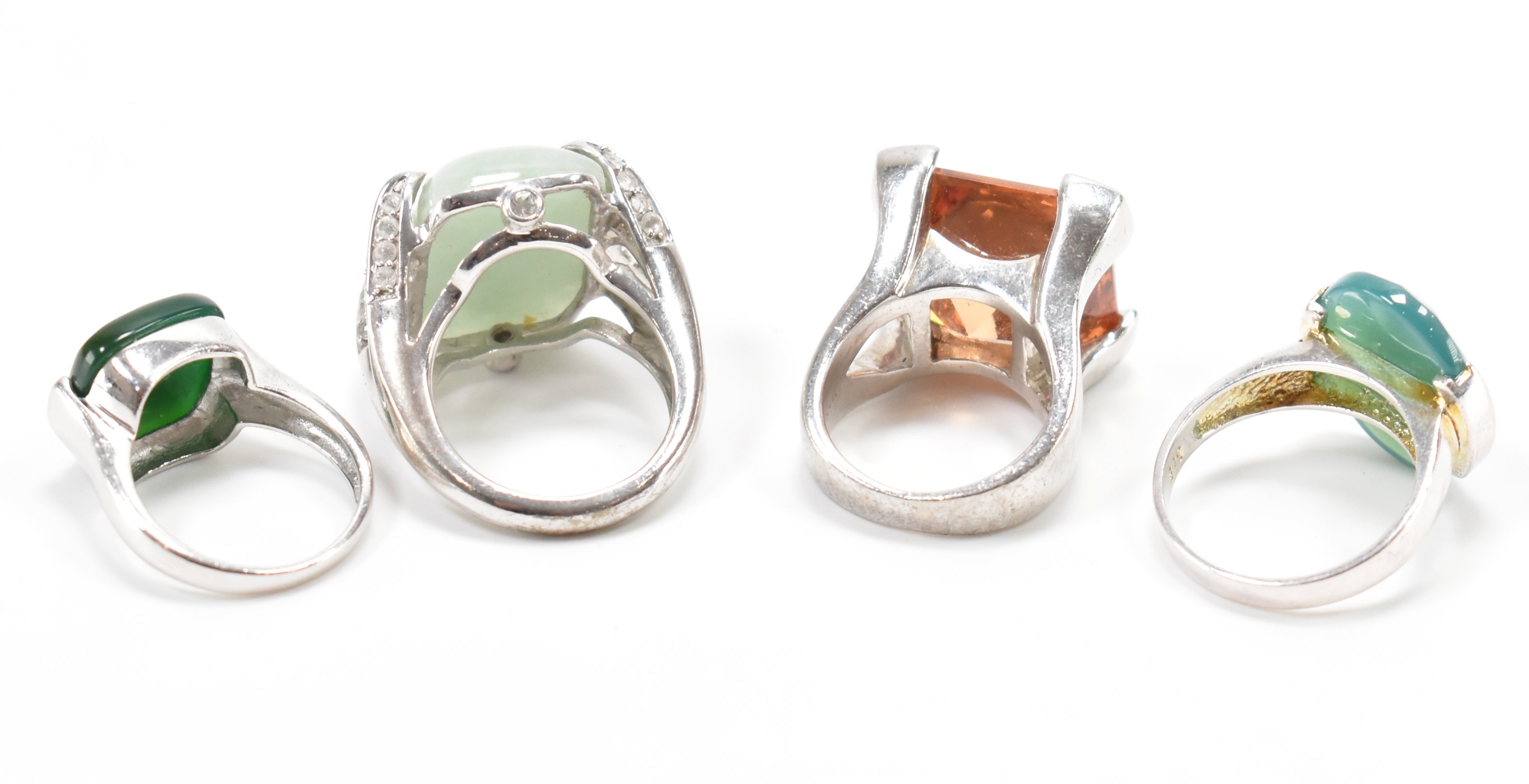 GROUP OF 925 SILVER STONE SET RINGS