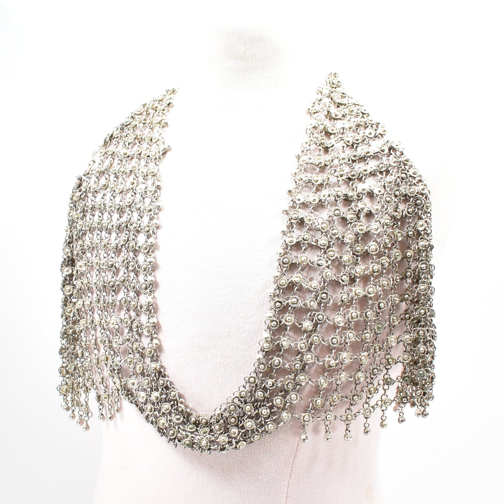 CHAINMAIL WHITE METAL BELLY DANCER TOP