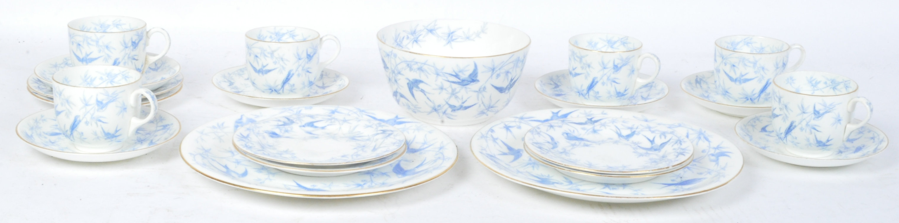 VINTAGE BONE CHINA BLUE & WHITE TEA SERVICE - Image 2 of 8