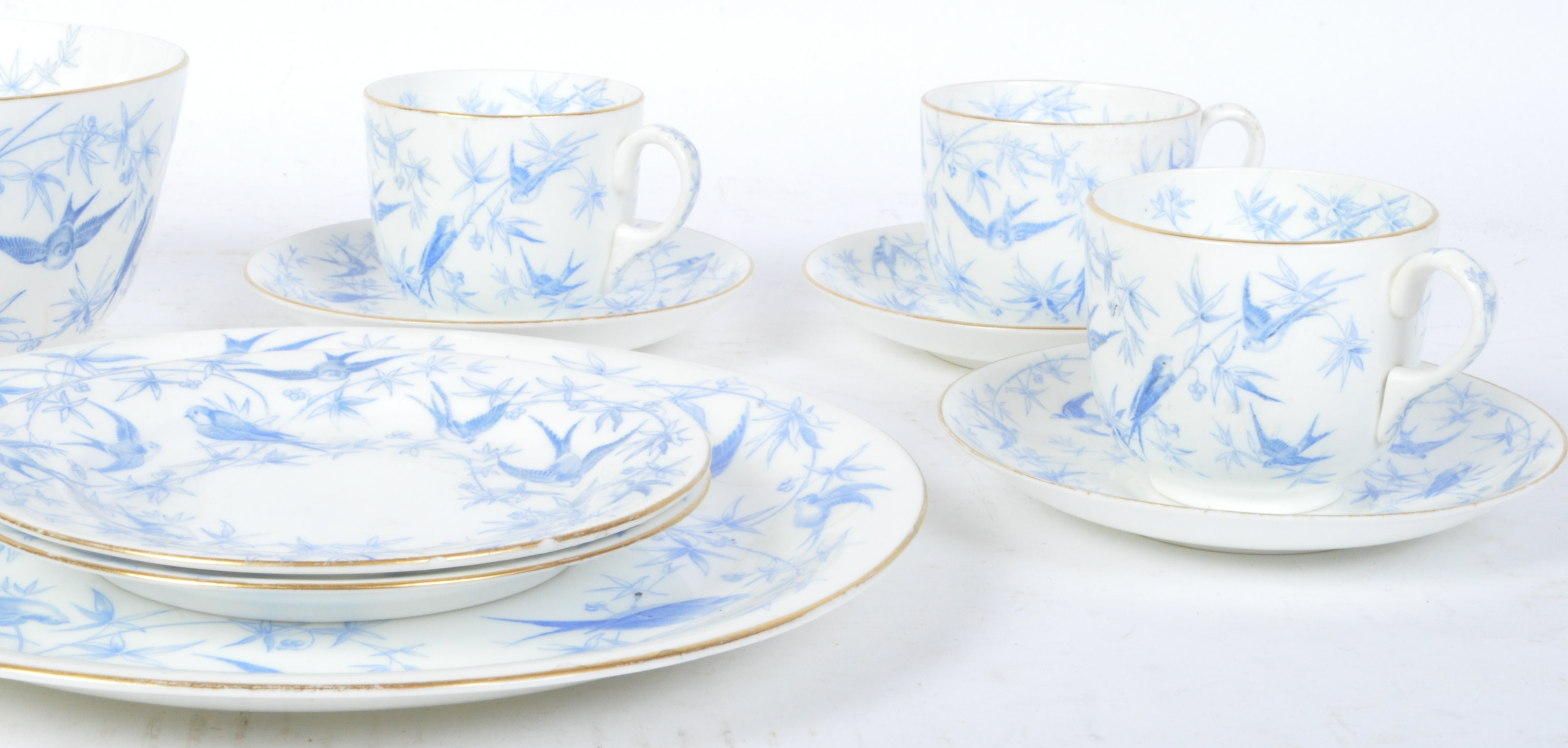 VINTAGE BONE CHINA BLUE & WHITE TEA SERVICE - Image 3 of 8