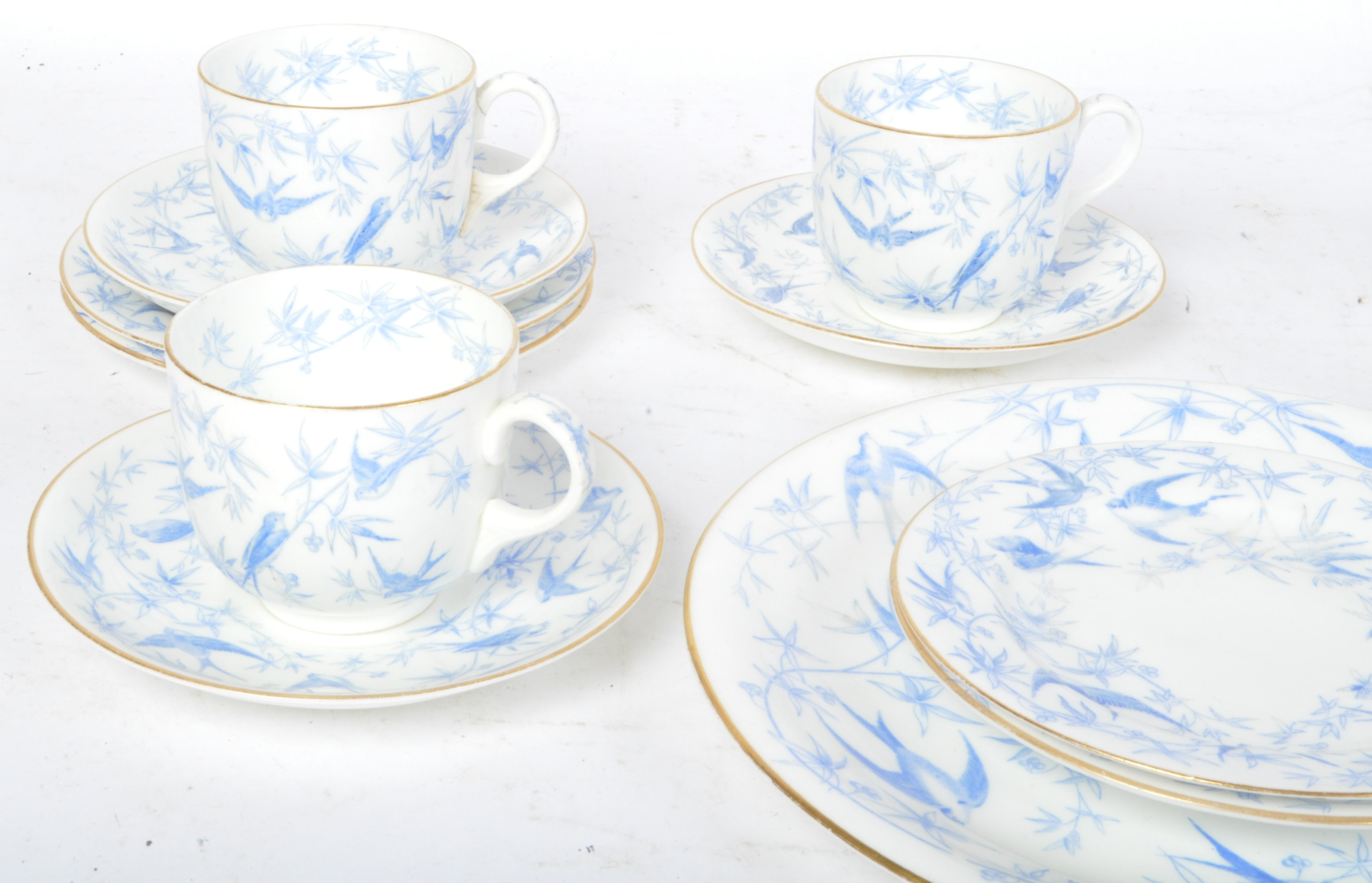 VINTAGE BONE CHINA BLUE & WHITE TEA SERVICE - Image 6 of 8