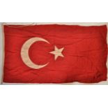 LATE OTTOMAN EMPIRE SUN AND CRESCENT FLAG