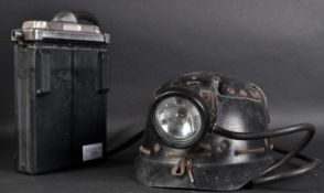 VINTAGE BRITISH COAL MINERS HELMET, LAMP & BATTERY PACK