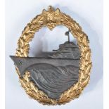 WWII SECOND WORLD WAR KRIEGSMARINE DESTROYER BADGE