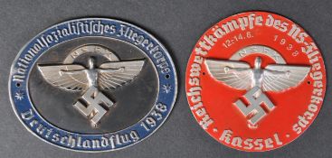TWO WWII SECOND WORLD WAR GERMAN THIRD REICH N.S.F.K PLAQUES