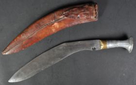 VINTAGE 20TH CENTURY METAL HILTED NEPALESE GURKHA KUKRI KNIFE