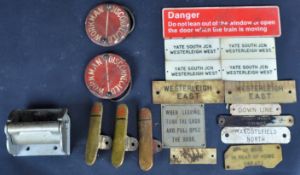 COLLECTION OF RAILWAYS SIGNAL BOX LEVER PLATES AND SIGNS