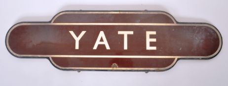 1960S BRITISH RAIL BRISTOL ' YATE ' TOTEM ENAMEL SIGN