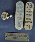 COLLECTION OF RAILWAY BRASS LEVER PLATES & SHELF PLATE