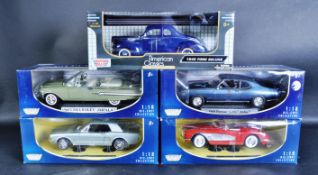 COLLECTION OF 5 x 1/18 SCALE MOTOR MAX DIECAST MODEL CARS