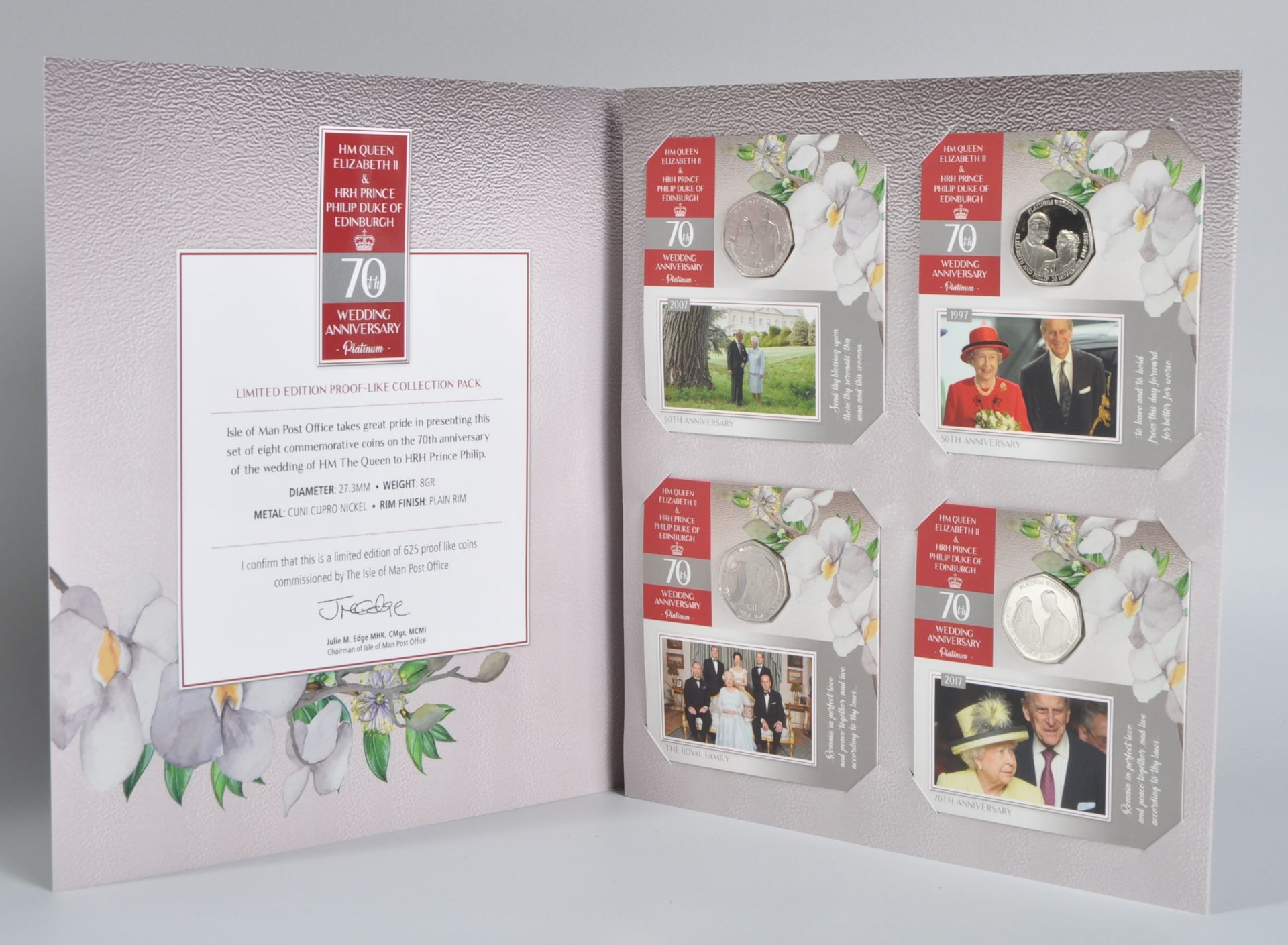 COINS - IOM POST OFFICE - PLATINUM WEDDING 50P PROOF SET