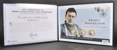 STAMPS / COINS - ERNEST SHACKLETON - SILVER COIN COVER