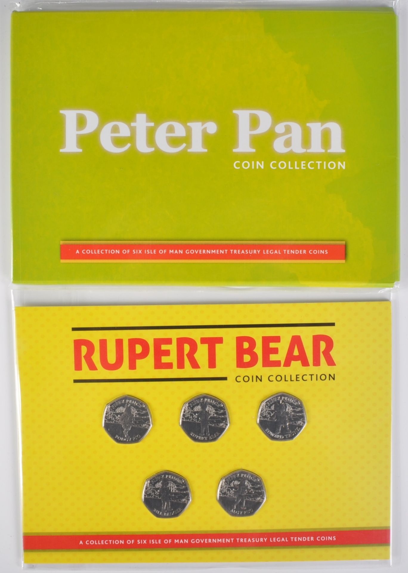 COINS - ISLE OF MAN - PETER PAN & RUPERT BEAR COIN COLLECTION SETS