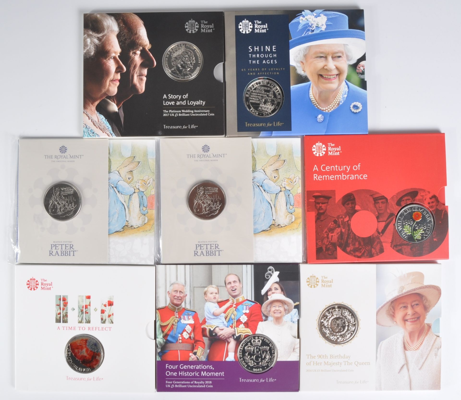 COINS - ROYAL MINT - £5 BRILLIANT UNCIRCULATED PRESENTATION COINS