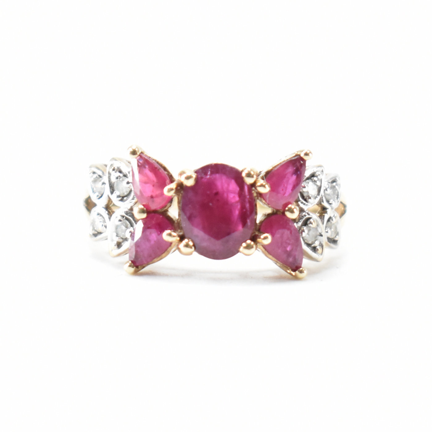 HALLMARKED 9CT GOLD RUBY & DIAMOND RING