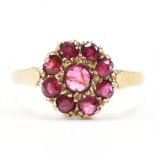 HALLMARKED 9CT GOLD & RUBY CLUSTER RING