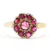 HALLMARKED 9CT GOLD & RUBY CLUSTER RING