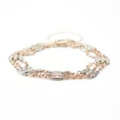 VICTORIAN 9CT GOLD TWO TONE 3 CHAIN BRACELET