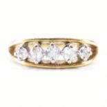 HALLMARKED 18CT GOLD & DIAMOND FIVE STONE RING