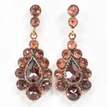 PAIR OF GOLD & GARNET DROP EARRINGS