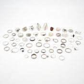 LARGE COLLECTION OF WHITE METAL RINGS