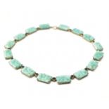 1930S CZECHOSLOVAKIAN SIMULATED JADE PANEL NECKLACE