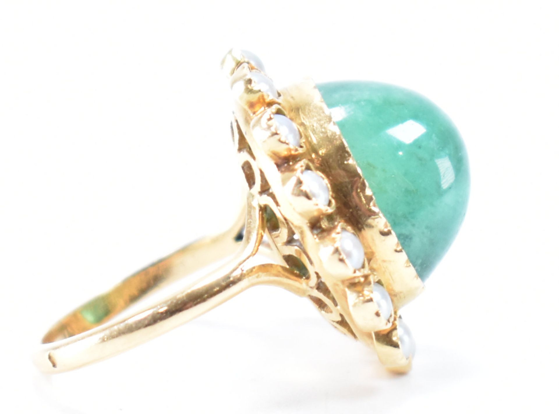 FRENCH 18CT GOLD EMERALD & PEARL CLUSTER RING - Bild 7 aus 9