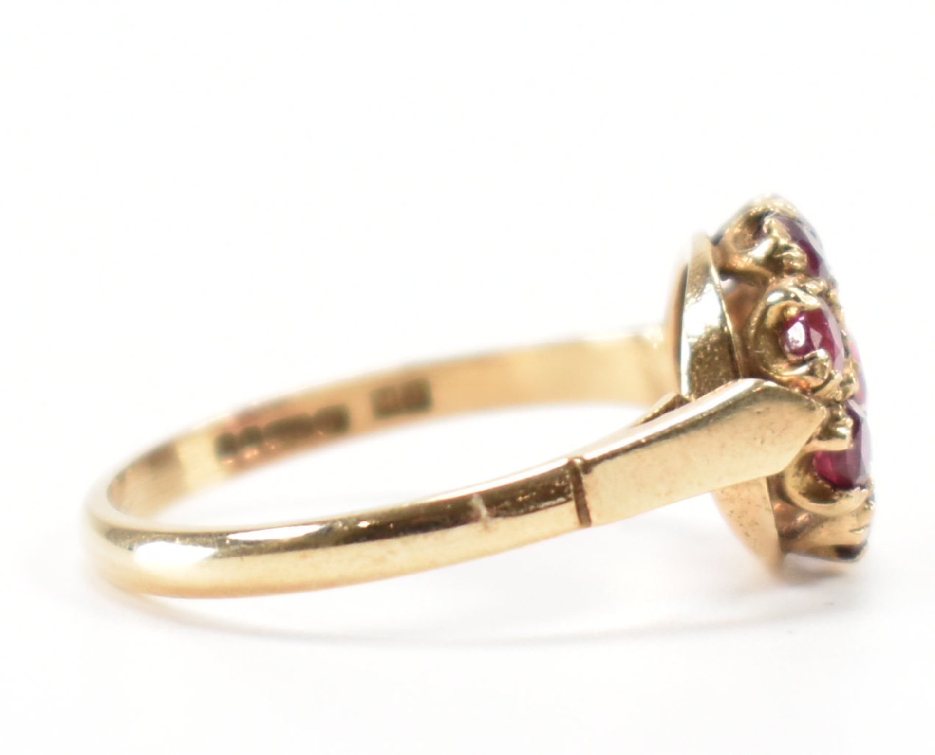 HALLMARKED 9CT GOLD & RUBY CLUSTER RING - Image 5 of 8