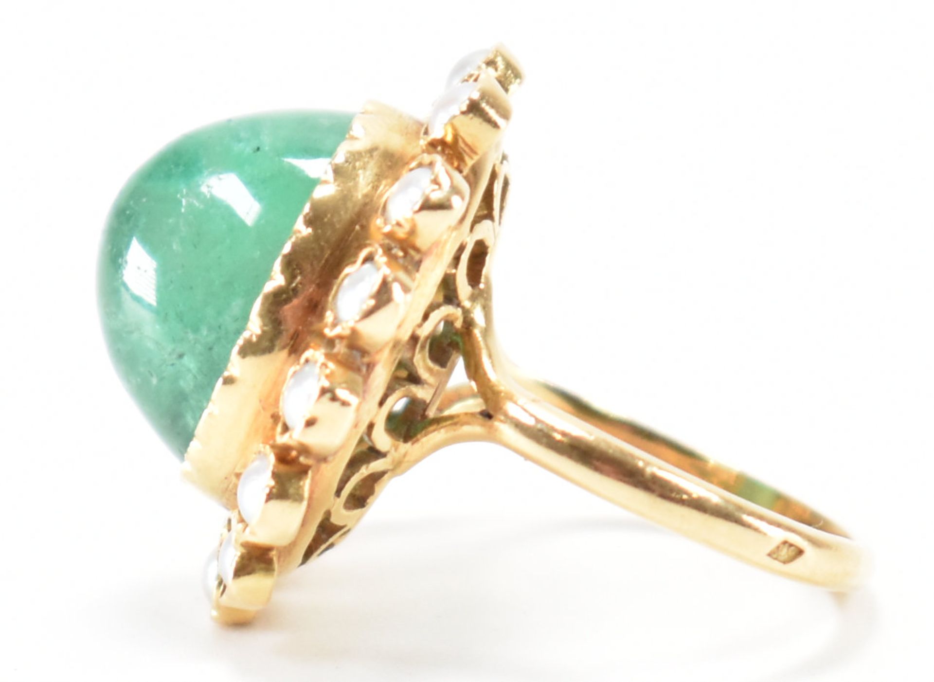 FRENCH 18CT GOLD EMERALD & PEARL CLUSTER RING - Bild 3 aus 9