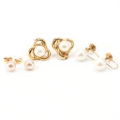 GROUP OF CULTURED & SIMULATED PEARL EARRINGS