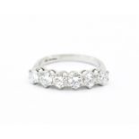 HALLMARKED 950 PLATINUM & DIAMOND SIX STONE RING