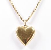 18CT GOLD BOX CHAIN NECKLACE & GOLD PLATED HEART PENDANT